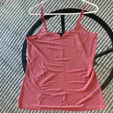 Express Women s Pink Solid shimmery Spaghetti Strap Camisole Tank Top L