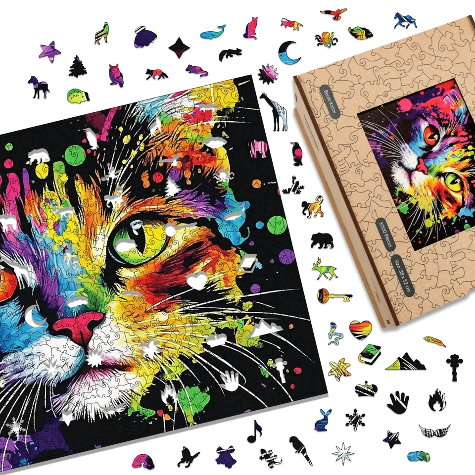 Bunte Katze | Holz Puzzle - MagicHolz | 1000 Teile - Bild 3 von 4