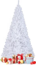 8Ft Artificial White Christmas Tree, Pine Tree with Solid Metal Legs & Pine Need