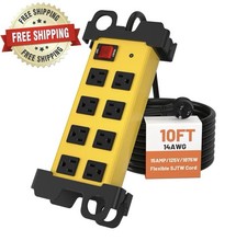 8 Outlet Heavy Duty Power Strip, 2700J Surge Protector with 10FT Extension Cord