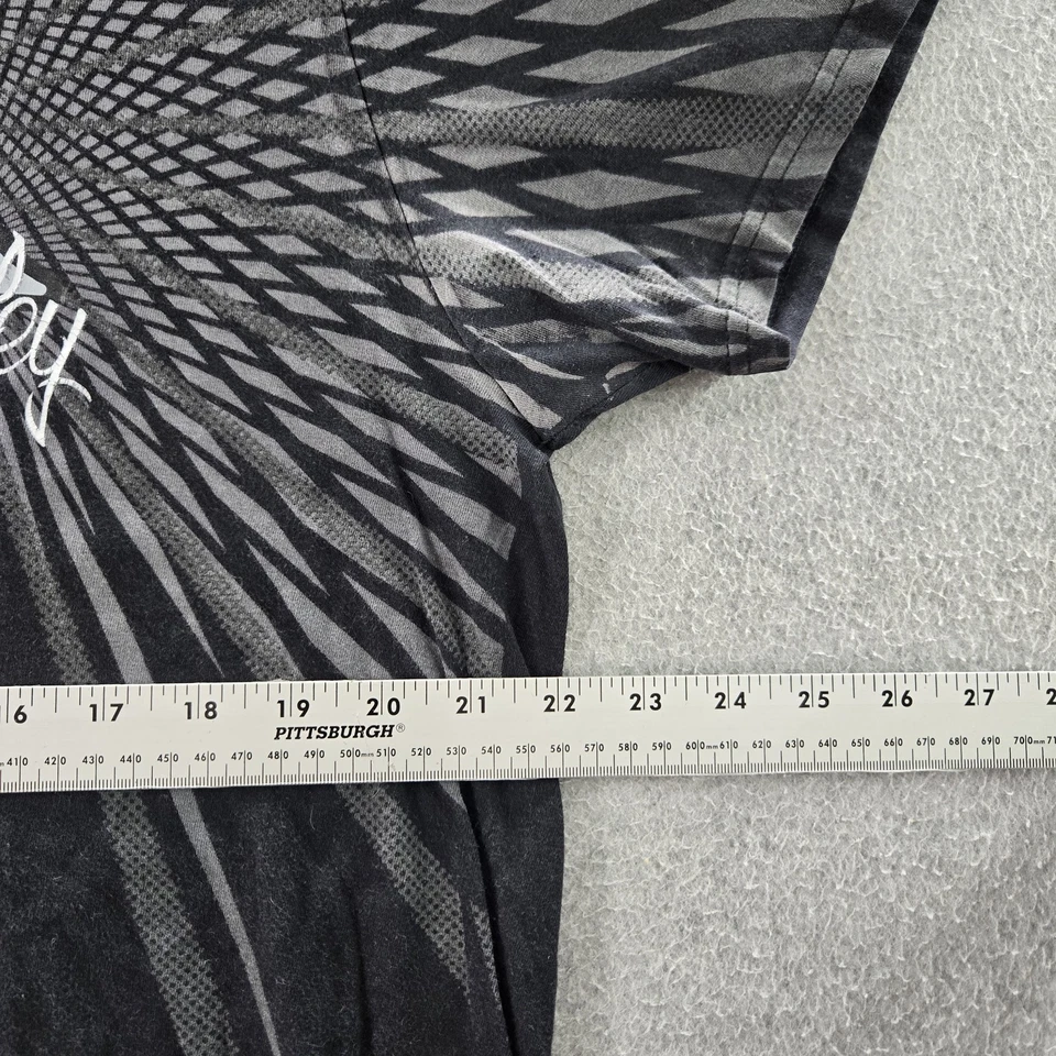 Camisa masculina Hurley XL preta logotipo geométrico estampa gráfica manga curta grunge Y2K - Imagem 3 de 4