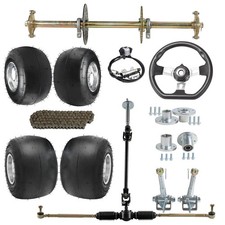 32" Go Kart Rear Axle 5" Wheels Hub Kit Front Steering Assembly Trike Drift ATV