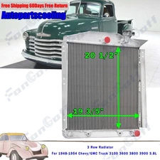 3 Row Radiator For 1948-1954 Chevy/GMC Truck 3100 3600 3800 3900 3.8L US NEW