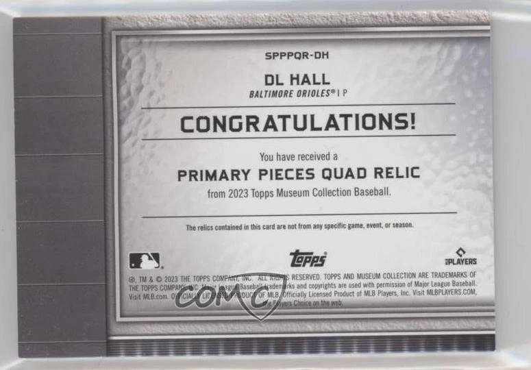 2023 Topps Museum Collection Copper /75 DL Hall #SPPPQR-DH Rookie RC - Image 2 of 2