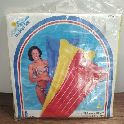 VTG Intex Relax A Mat Air Mattress Yellow Pool Float 27''x72'' Pillow Top 1999 NOS
