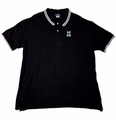 Psycho Bunny Men's Black Short Sleeve Polo Shirt Logo Cotton Knit XLT B&T