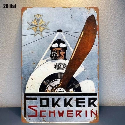Tin Metal Signs Home Décor Fokker Schwerin Vintage Aviation Wall Retro Fokker Ai