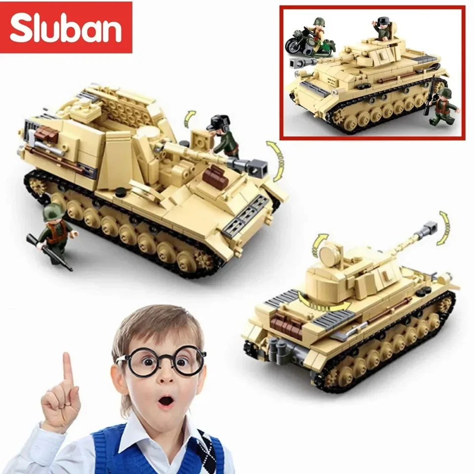 Sluban 543PCS WW2 Army Panzer IV Tank Building Blocks Military Weapons Bricks - Image 4 of 4