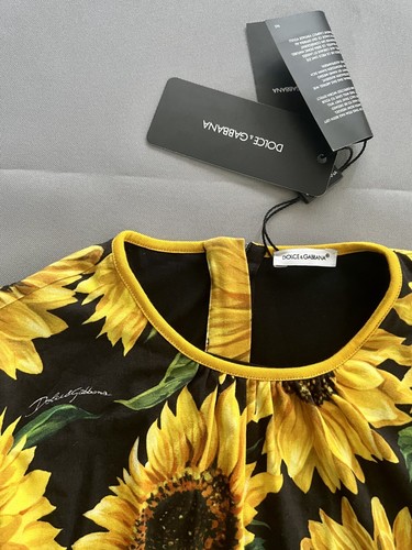 NEW, WITH TAGS DOLCE & GABBANA Kids GIRLS SUNFLOWER DROP WAIST DRESS SZ 9 / 10 - Picture 2 of 5