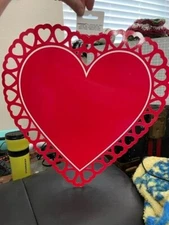 Valentine's Day Giant Red Plastic Lace Heart Decoration Party Supply New!!!