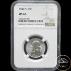 1944 S Washington Quarter NGC MS65 25c Gorgeous High Grade Better Date
