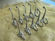 10 RAW COAT HOOKS 4" HAT ENTRY WAY HALL TREE KEYS STORAGE ORGANIZATION CAST IRON