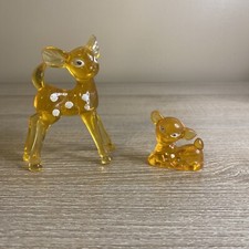 Vintage Mom and Baby Deer Figurine Orange Plastic Made in Hong Kong
