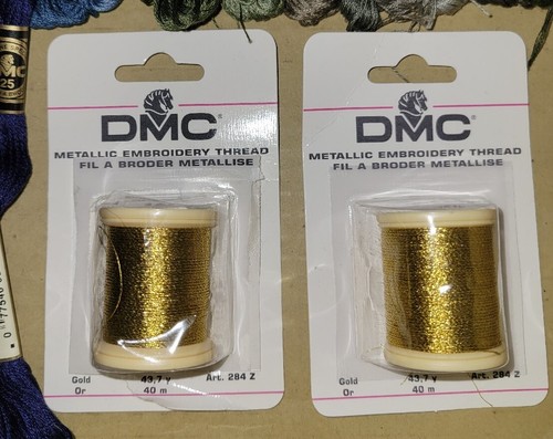 Lot 45 Skeins of DMC Embroidery Floss + 2 Metallic Gold Thread 284Z New & Used - Picture 7 of 7