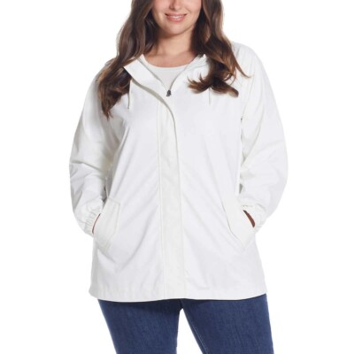 Weatherproof Vintage Full Zip Rain Slicker Jacket Lined Women's Color White
