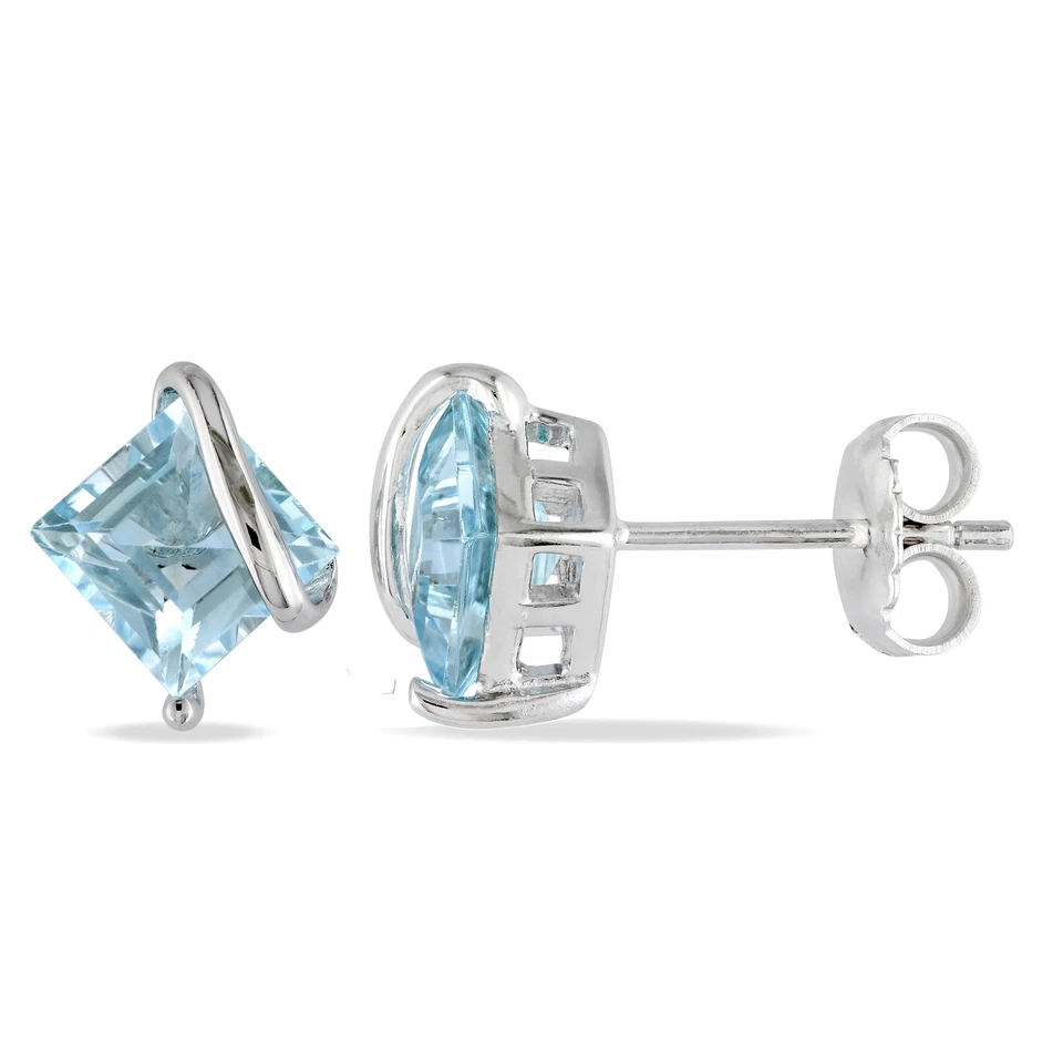 Aretes Amour de plata de ley con topacio azul cielo