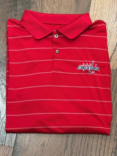 Washington Capital NHL Men's Antigua Red Striped Polo Shirt, Size XL - Picture 6 of 6