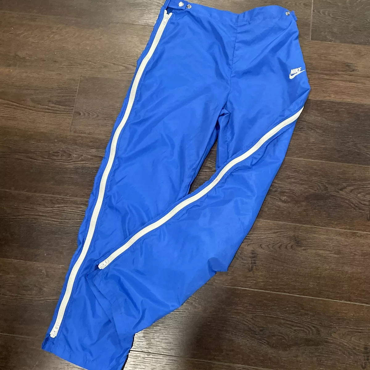 Vintage 80s Nike Track Pants; Womens Medium / Large; Blue; Full