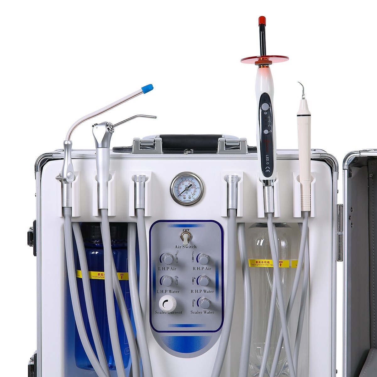 Portable Dental Delivery Unit With Curing Light Ultrasonic Scaler Suction 4 Hole