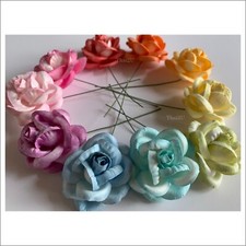 2" Large Mixed White - Color EDGE Paper Mulberry Flower Wedding Roses R60-427 V 