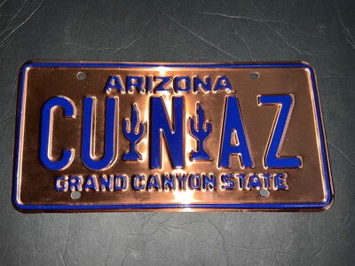 CU N AZ Arizona License Plate Booster Vintage copper / STEEL 9 oz