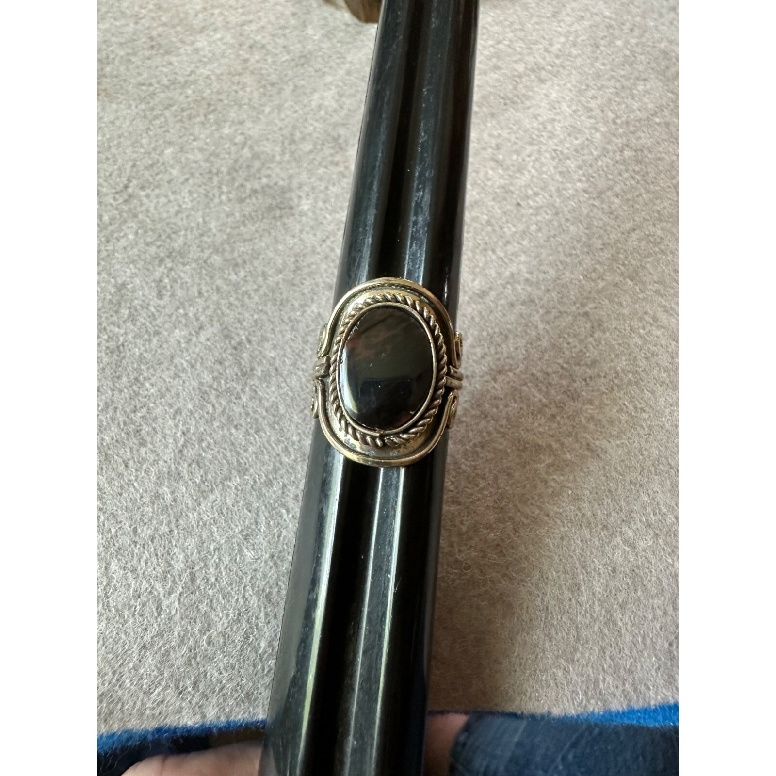 Three Silvertone And Stone Rings Adjustable Sizin… - image 9