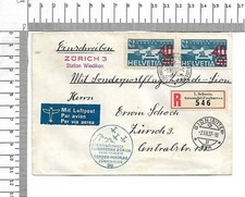 1937 Helvetia 293a orangerot Einschreiben Zürich 3 Sonderflug Sion Automo; 61315