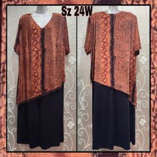 Womens Fancy Alligator Pattern Layered Dress Plus Size 24