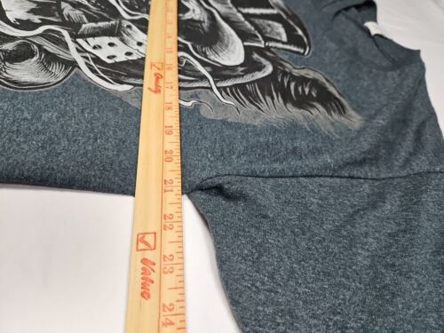 Vintage Cyber Y2K Men's Skull Dice Wings Cards Gray T-Shirt Large JNCO Style - Picture 5 of 7