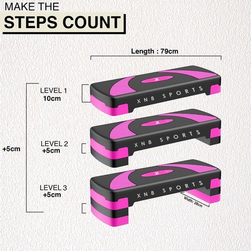 XN8 2 & 3 Step Aerobic Stepper Adjustable Yoga Blocks Fitness Cardio Exercise - Picture 78 of 158
