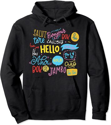Hello Day Greeting Word In Different Languages Unisex Hooded Sweatshirt