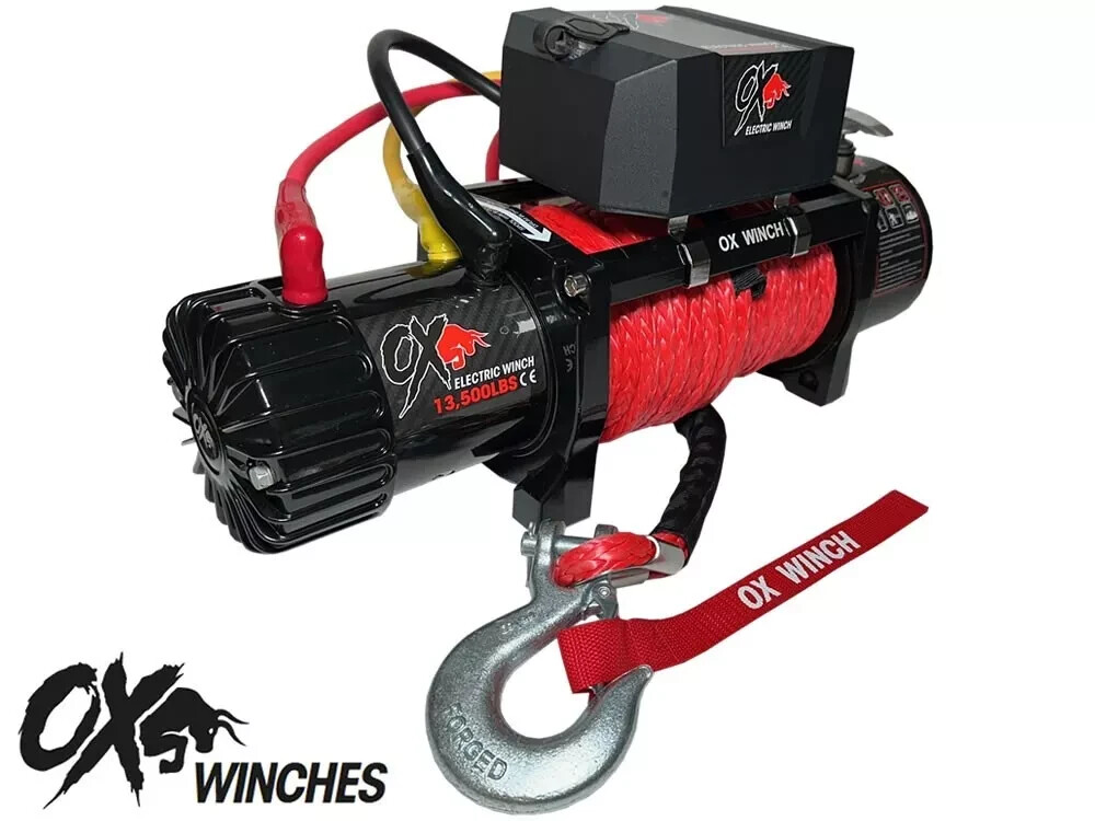Treuil électrique 12v 13500lb OX avec corde synthétique noire de 26m