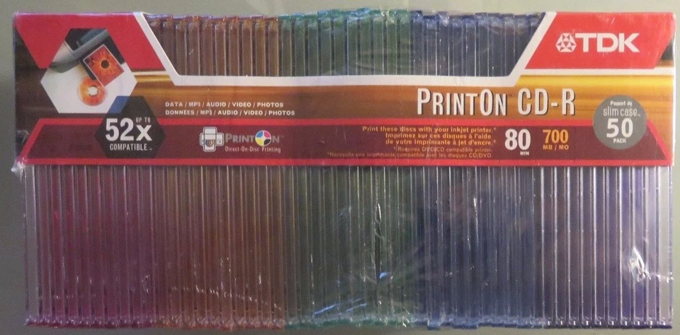 TDK CD-R80M  700MB 52x in slim jewel cases blank (B7) - Image 2 of 2