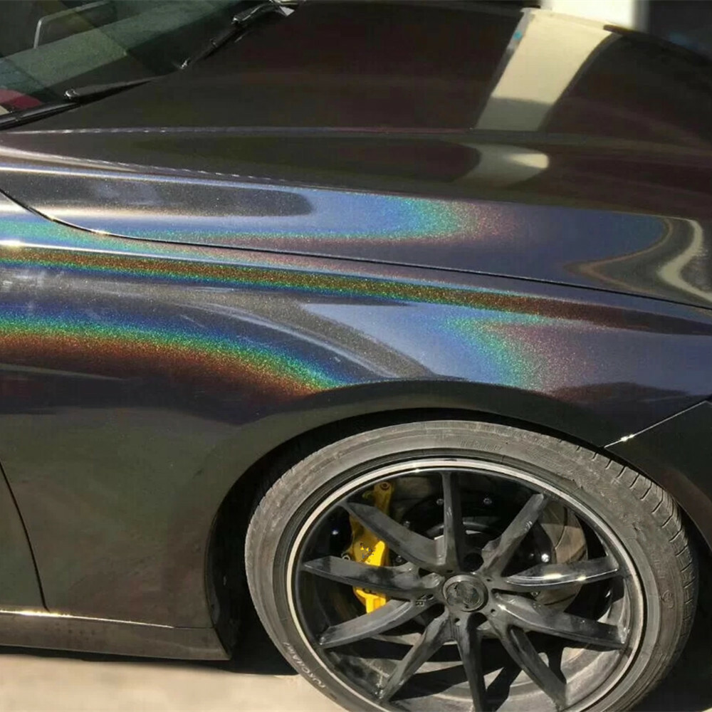 Holographic Black Car Wrap Vinyl Satin Auto Skin Sticker Air Free