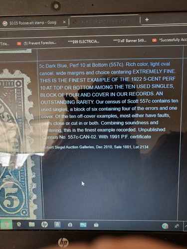 5 cent roosevelt stamp. extremely rare error 9 perf over11. rich color. m offer - Picture 3 of 4