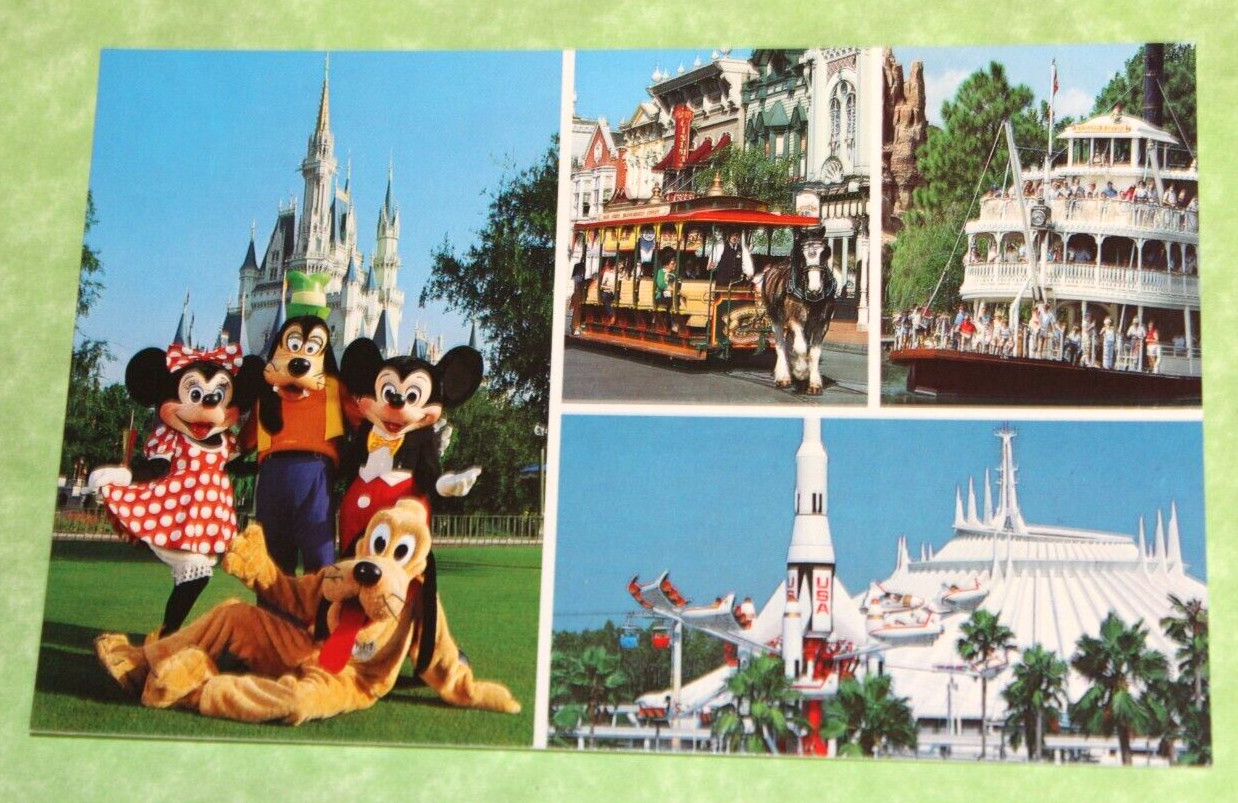 Vintage Souvenir Travel Postcard Walt Disney World Magic Moments