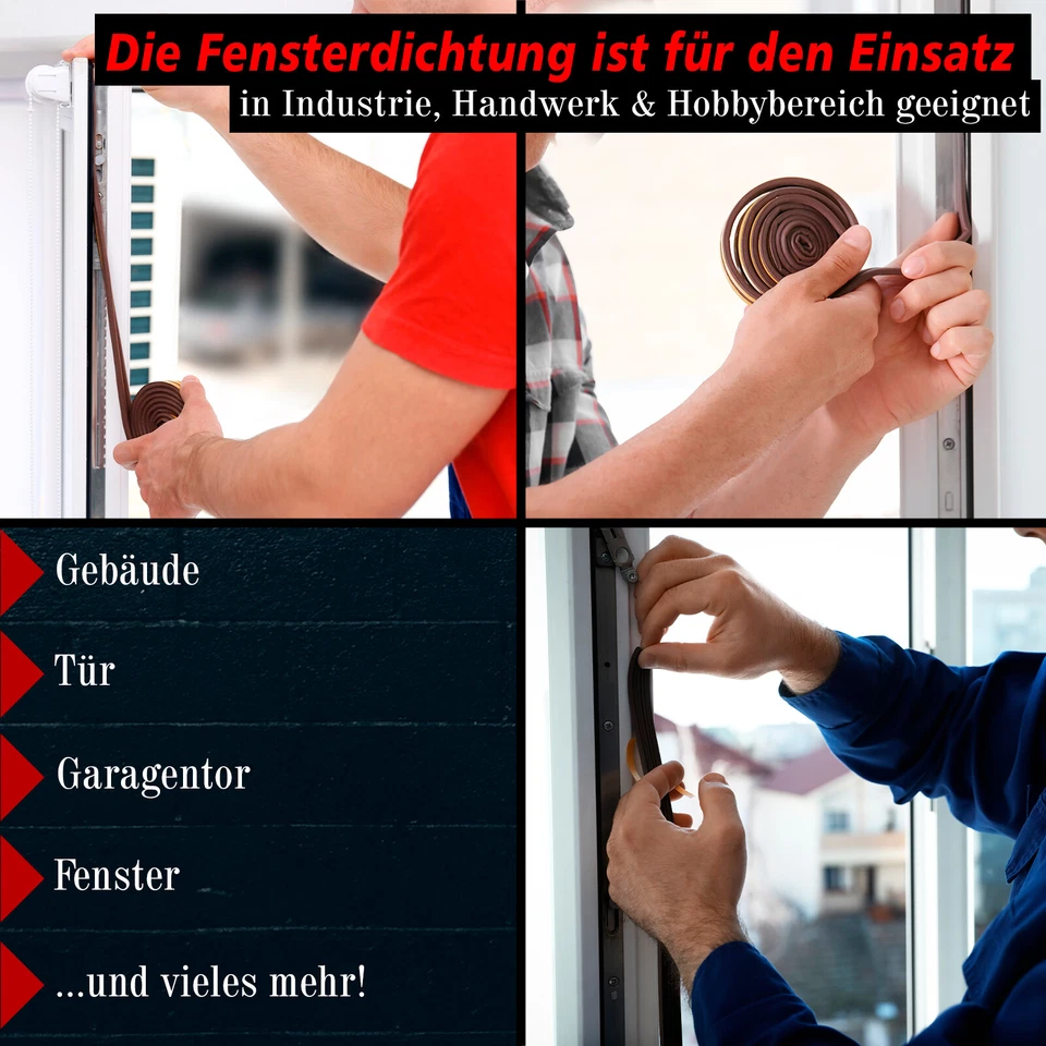 FENSTERDICHTUNG | TÜRDICHTUNG | SELBSTKLEBEND | PROFIL D E P | DICHTBAND FENSTER - Bild 3 von 4