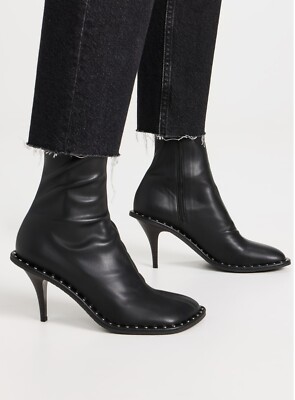 Stella Mccartney Ryder Stretch Heel Booties Black Ankle Boots Size