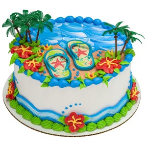 1 Summer Flip Flops Palm Tree Decoset Beach Tiki Luau Cake Topper Decoration Ebay