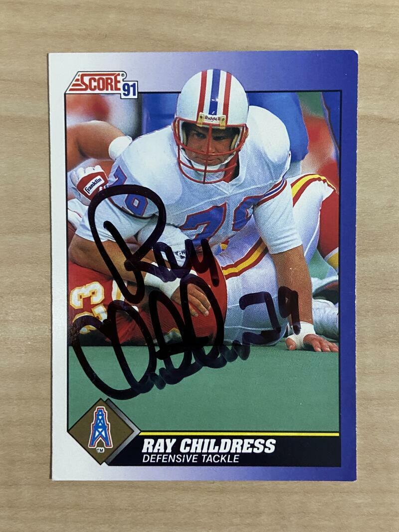RAY CHILDRESS HOUSTON OILERS SIGNED AUTOGRAPHED 1991 SCORE CARD 79 W/COA eBay