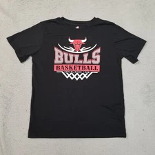 Chicago Bulls Shirt Boys 14-16 Black Red Short Sleeve NBA Basketball Crew Neck