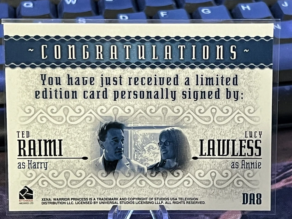 XENA QUOTABLE DUAL AUTOGRAPH CARD  LUCY LAWLESS & TED RAIMI - Image 2 of 2