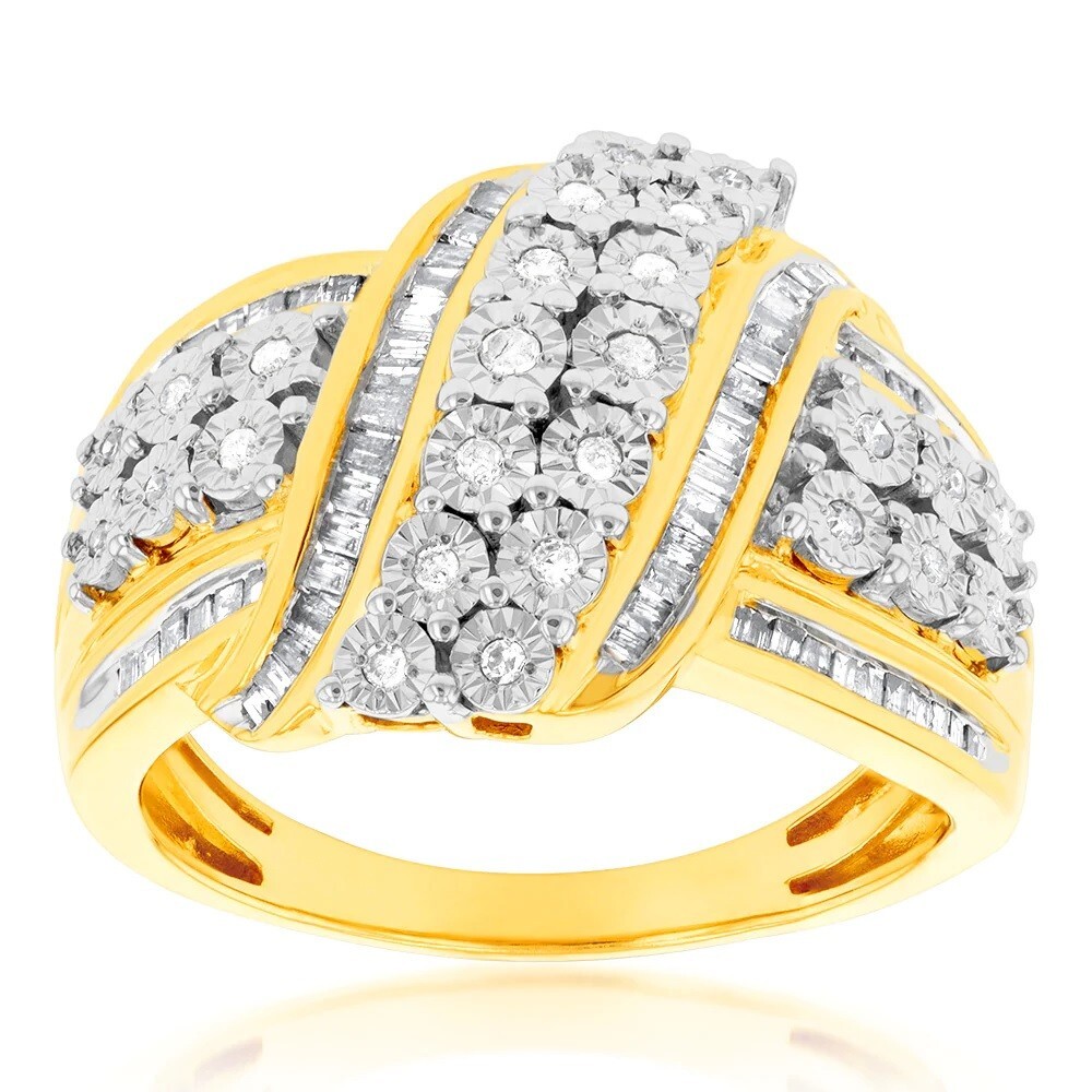 10K Gold Plated Silver 1/2 Carat Diamond Accents Dress Ring Sterling Silver  | eBay