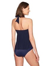 Coastal Blue Women's Control Swimwear Halter Neck Pointed Front Tankini L 12 14