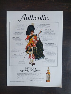 Vintage 1969 Dewars White Label Scotch Whiskey Full Page Original Ad 1223