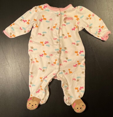 CHILD OF MINE BY CARTER'S BABY GIRL FOOTED MONKEY JUNGLE SLEEPER SIZE 3-6 MONTHS
