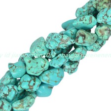 Real Natural Blue Turquoise 15x20MM Nugget Gemstone Loose Beads Strand 15"