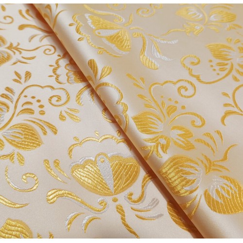 Floral Jacquard Satin Fabric Faux Silk Cloth for Bag Dress Upholstery Retro Trim - Picture 8 of 16