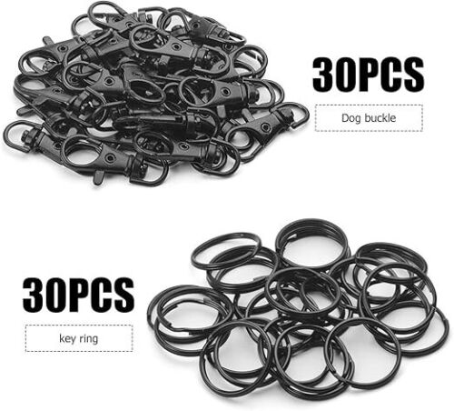 Lobster Clasps Black Large Swivel Keychain Hooks Big Findings BULK 60pcs
