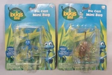 (2) 1998 Disney & Pixar - A Bug’s Life : Flik & Hopper Die Cast Figures (Sealed)